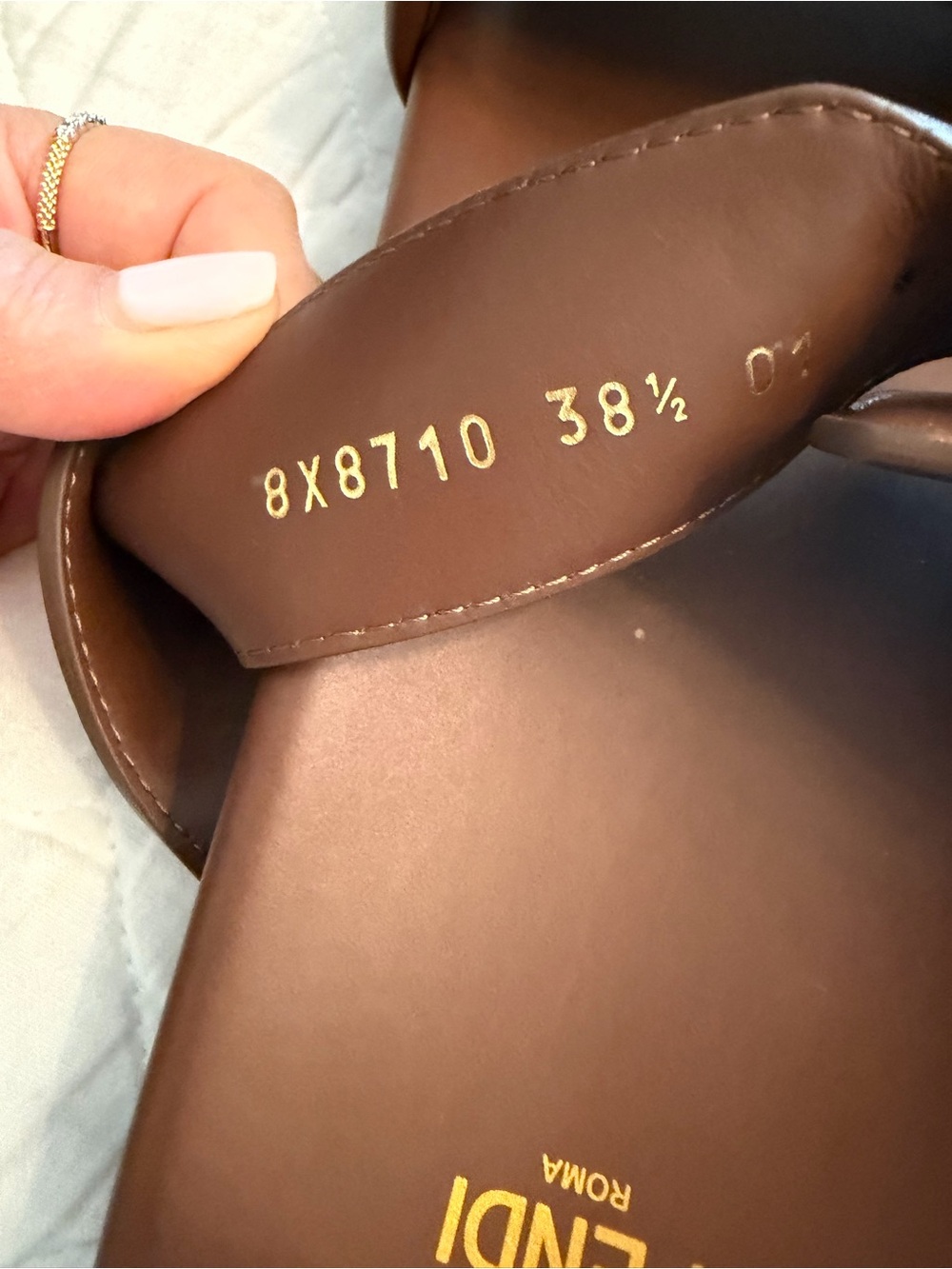 Fendi FF FeelsBrown Logo Slide Sandals - Picture 6 of 6